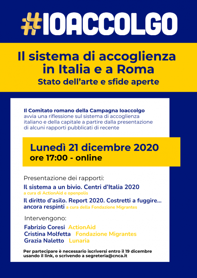 sistema di accoglienza in Italia e a Roma_ioAccolgo_Roma_21dicembre_online_programma